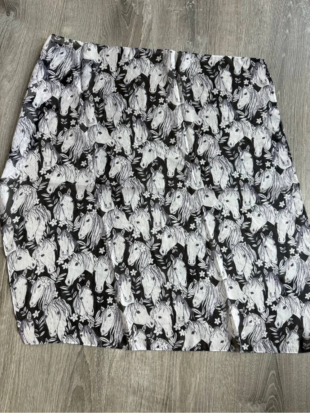 Horse Equestrian print bandana scarf handkerchief black & white western